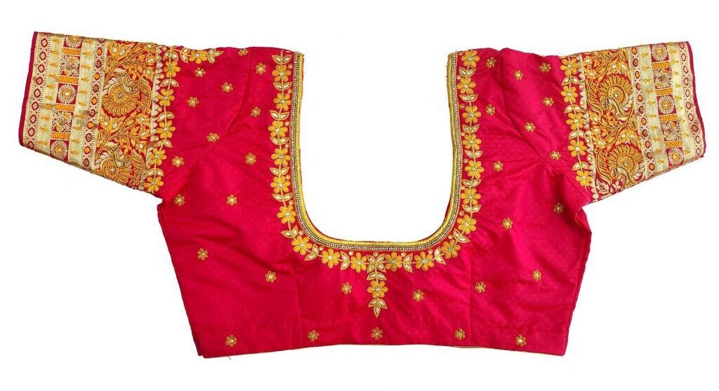 1Womens Hand Embroidery Maggam Work Blouse (Pink Colour)